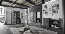 Jalousieschrank >Jalousieschrank< (BxHxT: 69x192x44 cm) weiß matt lack/graphit