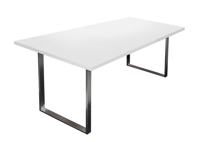 Esstisch >Steel< (BxHxT: 200x76x100 cm) in weiß matt lack - 200x76x100cm (BxHxT)
