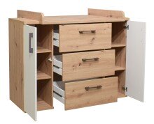 Wickelkommode >Cindy< (BxHxT: 117x92x71 cm) in asteiche / weiß matt lack