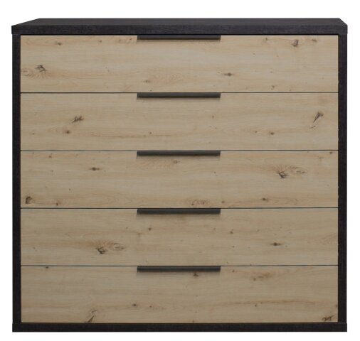 Kommode >Clyde< (BxHxT: 122x110x45 cm) in flamed wood black / asteiche