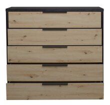 Kommode >Clyde< (BxHxT: 122x110x45 cm) in flamed wood black / asteiche