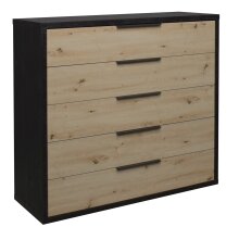 Kommode >Clyde< (BxHxT: 122x110x45 cm) in flamed wood black / asteiche