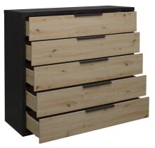 Kommode >Clyde< (BxHxT: 122x110x45 cm) in flamed wood black / asteiche