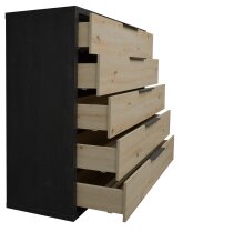 Kommode >Clyde< (BxHxT: 122x110x45 cm) in flamed wood black / asteiche