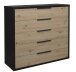 Kommode >Clyde< (BxHxT: 122x110x45 cm) in flamed wood black / asteiche
