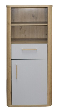 Beistellschrank >Lilly< (BxHxT: 55x128x41 cm) asteiche / kreidegrau matt lack