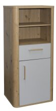 Beistellschrank >Lilly< (BxHxT: 55x128x41 cm) asteiche / kreidegrau matt lack