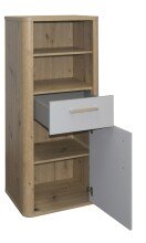 Beistellschrank >Lilly< (BxHxT: 55x128x41 cm) asteiche / kreidegrau matt lack