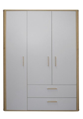 Kleiderschrank >Lilly< (BxHxT: 138x189x51 cm) asteiche / kreidegrau matt lack