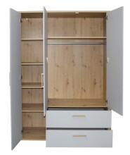 Kleiderschrank >Lilly< (BxHxT: 138x189x51 cm) asteiche / kreidegrau matt lack