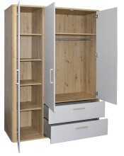 Kleiderschrank >Lilly< (BxHxT: 138x189x51 cm) asteiche / kreidegrau matt lack