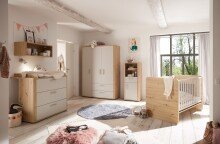 Kleiderschrank >Lilly< (BxHxT: 138x189x51 cm) asteiche / kreidegrau matt lack