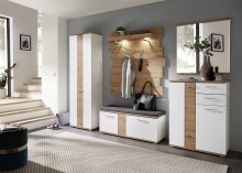 Garderobenschrank >SIGNO II< (BxHxT: 60x200x38 cm) in Artisan/Weiß aus MDF