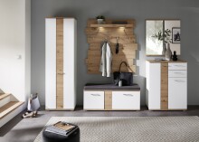 Garderobenschrank >SIGNO II< (BxHxT: 60x200x38 cm) in Artisan/Weiß aus MDF