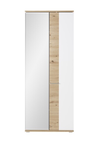 Garderobenschrank >SIGNO II< (BxHxT: 80x200x38 cm) in Artisan/Weiß aus MDF