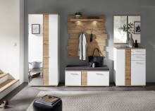 Garderobenschrank >SIGNO II< (BxHxT: 80x200x38 cm) in Artisan/Weiß aus MDF