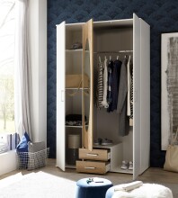 Kleiderschrank >Kassel< (BxHxT: 120x195x55 cm) in Weiß / Artisan Eiche