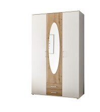 Kleiderschrank >Kassel< (BxHxT: 120x195x55 cm) in Weiß / Artisan Eiche