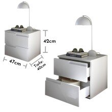 Nachtkommode >Spice< (BxHxT: 46x42x40 cm) in Weiß / Weiß Hochglanz