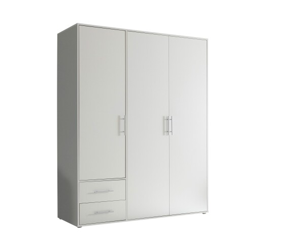 Kleiderschrank >Valencia< (BxHxT: 155x195x60 cm) in Weiß - 155x195x60cm (BxHxT)