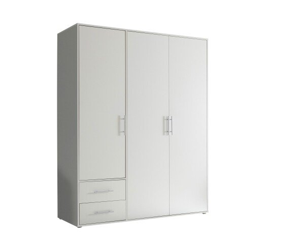 Kleiderschrank >Valencia< (BxHxT: 155x195x60 cm) in Weiß - 155x195x60cm (BxHxT)