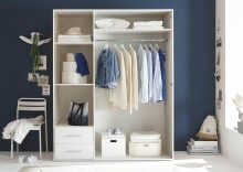 Kleiderschrank >Valencia< (BxHxT: 155x195x60 cm) in Weiß - 155x195x60cm (BxHxT)