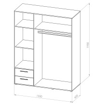 Kleiderschrank >Valencia< (BxHxT: 155x195x60 cm) in Weiß - 155x195x60cm (BxHxT)
