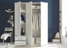 Kleiderschrank >Valencia< (BxHxT: 155x195x60 cm) in Weiß - 155x195x60cm (BxHxT)