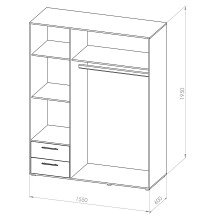 Kleiderschrank >Valencia< (BxHxT: 155x195x60 cm) in Weiß - 155x195x60cm (BxHxT)