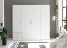 Kleiderschrank >Valencia< (BxHxT: 206x195x60 cm) in Weiß - 206x195x60cm (BxHxT)