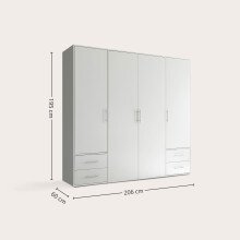 Kleiderschrank >Valencia< (BxHxT: 206x195x60 cm) in Weiß - 206x195x60cm (BxHxT)