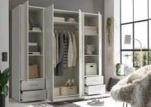 Kleiderschrank >Valencia< (BxHxT: 206x195x60 cm) in Weiß - 206x195x60cm (BxHxT)