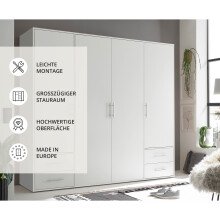 Kleiderschrank >Valencia< (BxHxT: 206x195x60 cm) in Weiß - 206x195x60cm (BxHxT)