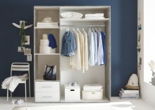 Kleiderschrank >Valencia< (BxHxT: 155x195x60 cm) in Beton Optik / Weiß
