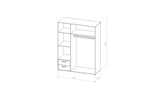 Kleiderschrank >Valencia< (BxHxT: 155x195x60 cm) in Beton Optik / Weiß