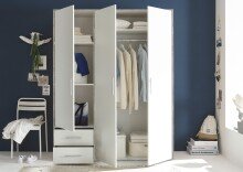 Kleiderschrank >Valencia< (BxHxT: 155x195x60 cm) in Beton Optik / Weiß