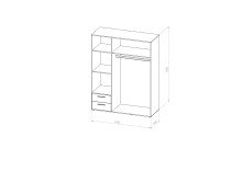 Kleiderschrank >Valencia< (BxHxT: 155x195x60 cm) in Beton Optik / Weiß