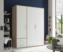 Kleiderschrank >Valencia< (BxHxT: 155x195x60 cm) in Sonoma Eiche / Weiß