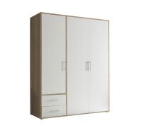 Kleiderschrank >Valencia< (BxHxT: 155x195x60 cm) in Sonoma Eiche / Weiß