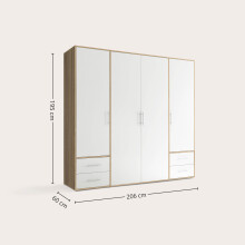 Kleiderschrank >Valencia< (BxHxT: 206x195x60 cm) in Sonoma Eiche / Weiß