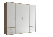 Kleiderschrank >Valencia< (BxHxT: 206x195x60 cm) in Sonoma Eiche / Weiß