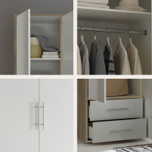 Kleiderschrank >Valencia< (BxHxT: 206x195x60 cm) in Sonoma Eiche / Weiß