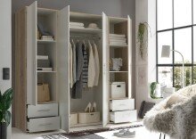 Kleiderschrank >Valencia< (BxHxT: 206x195x60 cm) in Sonoma Eiche / Weiß