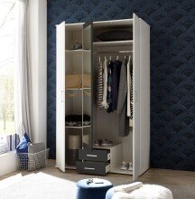 Kleiderschrank >Hanau< (BxHxT: 120x196x54 cm) in Weiß / Graphit