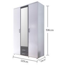 Kleiderschrank >Hanau< (BxHxT: 120x196x54 cm) in Weiß / Graphit