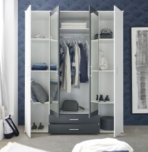 Kleiderschrank >Hanau< (BxHxT: 160x196x54 cm) in Weiß / Graphit