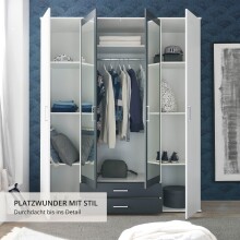 Kleiderschrank >Hanau< (BxHxT: 160x196x54 cm) in Weiß / Graphit