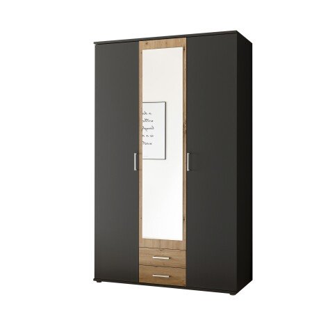 Kleiderschrank >Hanau< (BxHxT: 120x196x54 cm) in Graphit / Artisan Eiche