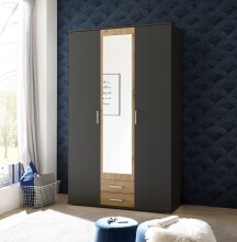 Kleiderschrank >Hanau< (BxHxT: 120x196x54 cm) in Graphit / Artisan Eiche
