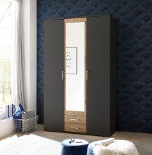 Kleiderschrank >Hanau< (BxHxT: 120x196x54 cm) in Graphit / Artisan Eiche